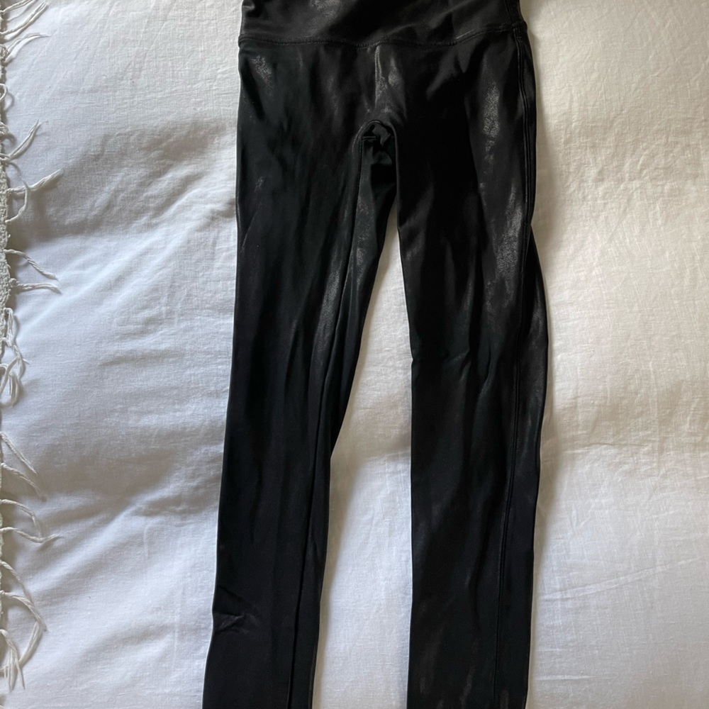 Spanx brand black faux leather leggings